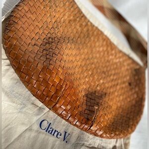 Clare V Leather woven Tan crossbody bag PRELOVED condition
